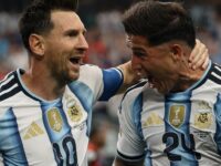 RAYAKAN KEMENANGAN. Lionel Messi dan Enzo Fernández rayakan kemenangan Argentina atas Mesir, skor 3-2 dan lolos ke perempat final Piala Dunia FIFA 2026. (foto : Instagram Enzo Fernández)